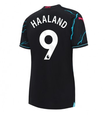 Lacne Ženy Futbalové dres Manchester City Erling Haaland #9 2023-24 Krátky Rukáv - Tretina
